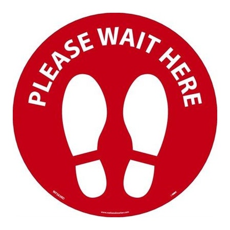 Nmc Please Wait Footprint Walk On Floor Sign, WFS83RD, PK10 WFS83RD